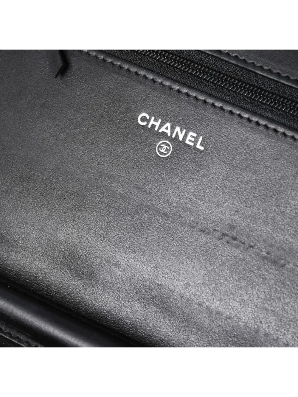 Chanel Boy Chain Shoulder Bag Caviar Leather CC Logo Black Silver